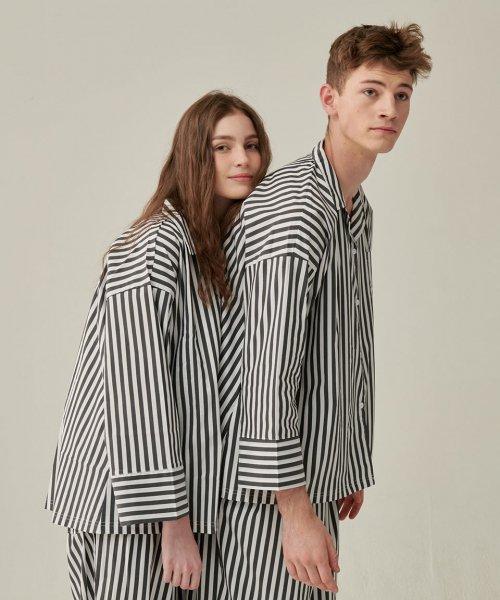 (uni)Dormitory Original Striped Pajamas Black [BLACK]