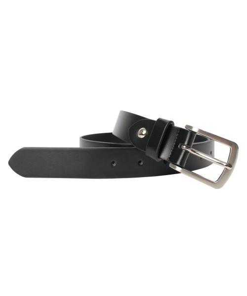 Minimal Curved Leather Belt [BLACK]