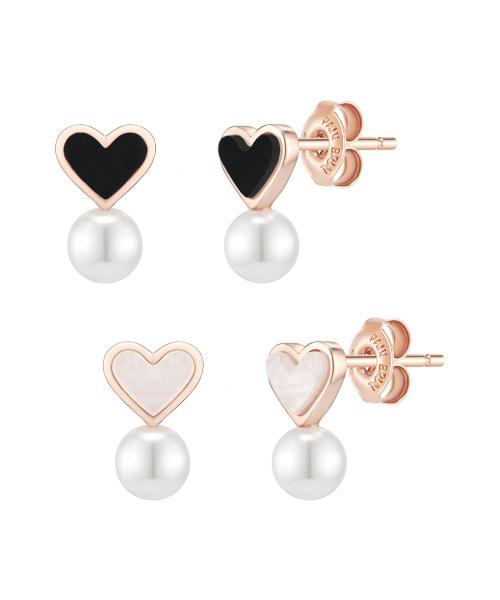 Heart pearl earrings (B) PNBE0273 2 types 1 [SILVER]