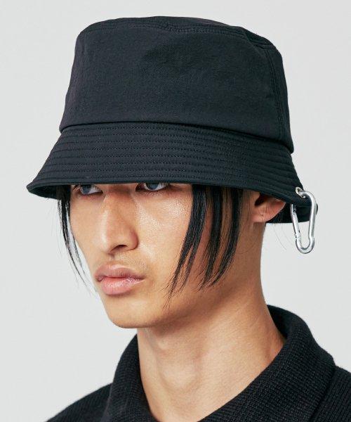 [With Binner] Nylon Eyelet Loop Bucket Hat Black [BLACK]