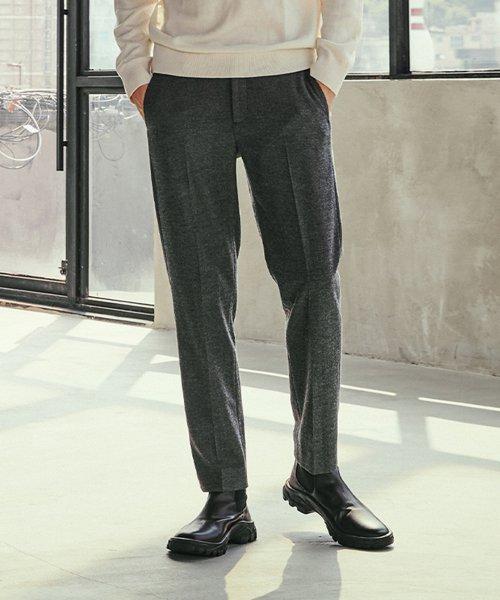 Men's Elastic Band Tapered Slacks (DK-GREY) [DARKGREY]