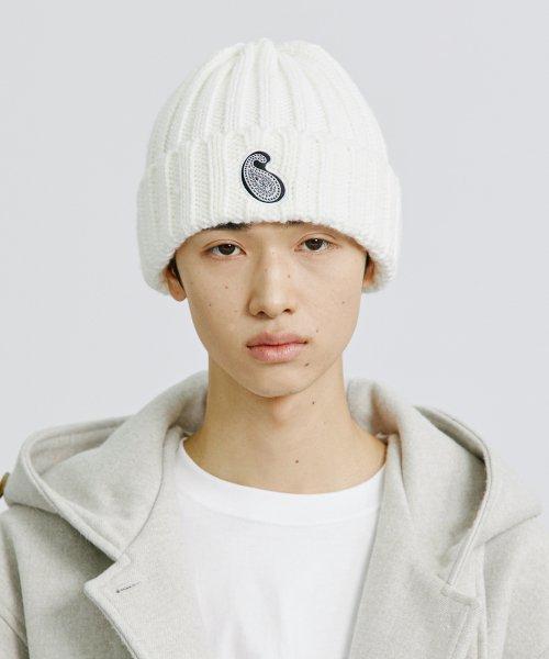 Paisley Patch Knit Beanie Cream [IVORY]
