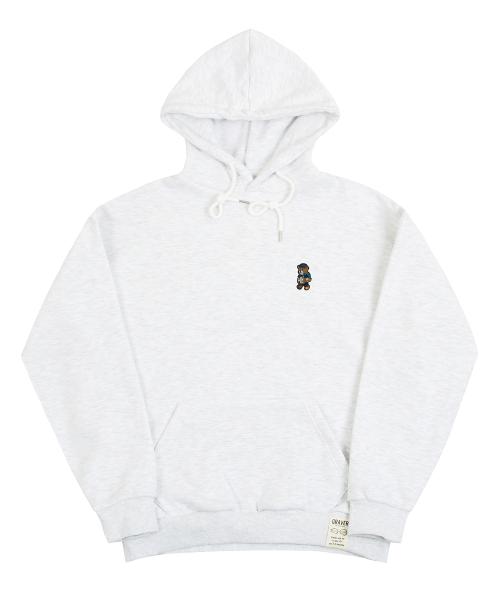 [UNISEX] Daisy Bouquet Bear Embroidered Hoodie_Melange White [LIGHTGREY]
