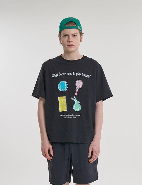 Play Tennis Graphic Overfit T-Shirt [Black] [BLACK]