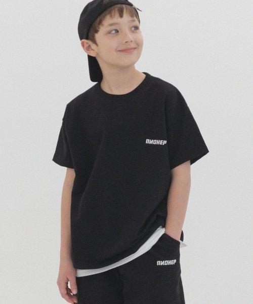 Logo embroidery overfit short sleeves (black) [BLACK]