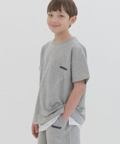 Logo embroidery overfit short sleeves (melange) [LIGHTGREY]