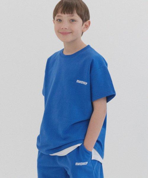 Logo embroidery overfit short sleeves (cobalt blue) [BLUE]
