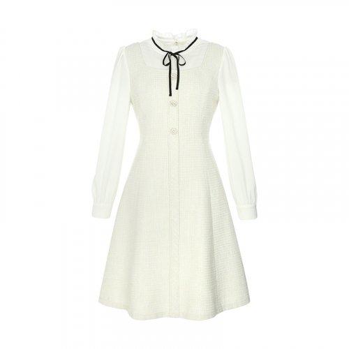 Mixed color solid dress (SZ2OPM1) [WHITE]