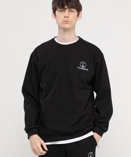 Semi Overfit Embroidered Logo Man to Man [Black] [BLACK]