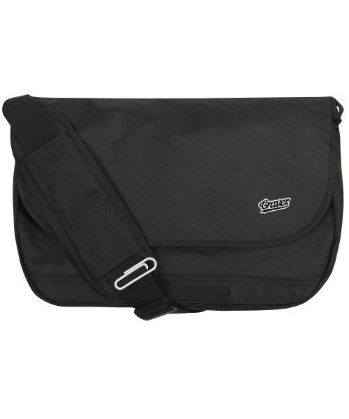 [UNISEX] Baseball Black Logo Embroidery Cross Messenger Bag_Black [BLACK]