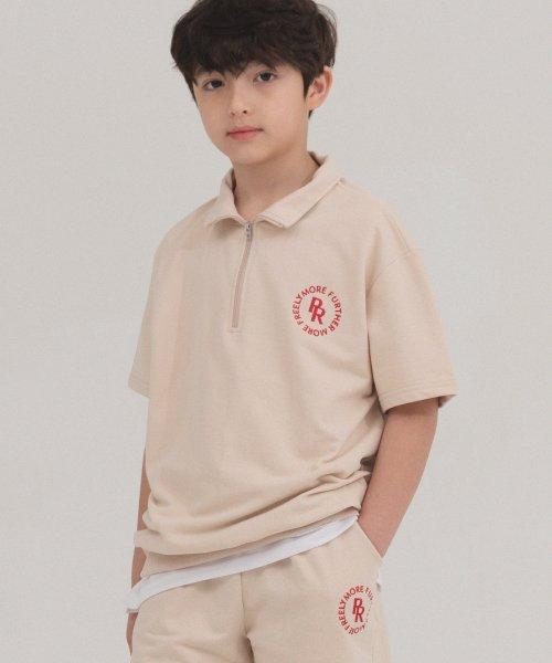 Circle Logo Half Zip-Up Overfit Short Sleeve (Light Beige) [SAND]