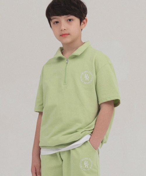 Circle Logo Half-zip Overfit Short Sleeve (Light Green) [LIGHTGREEN]