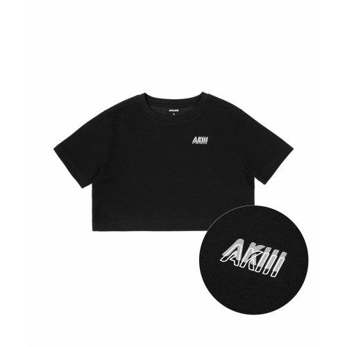 Plain Crop Short Sleeve T-shirt Black [BLACK]