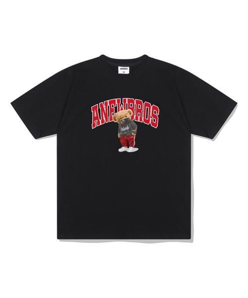 Archmask Bear Overfit Short Sleeve T-shirt 6 Colors [AED_0062] [BLACK,GRAY,NAVY,PINK,RED,WHITE]