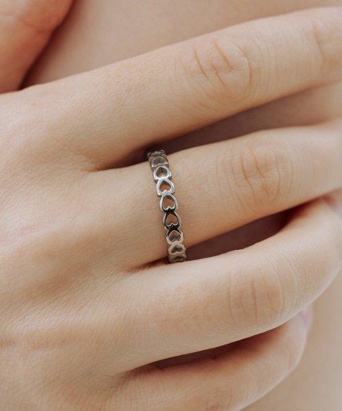 BHS403 [Surgical Steel] Donut Heart Layered Ring [SILVER]