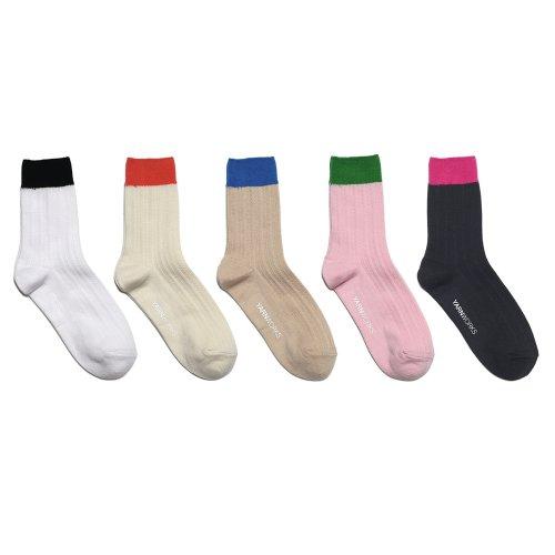 [Color matching 5 pack]WORK22 mesh & rib pattern socks [WHITE]