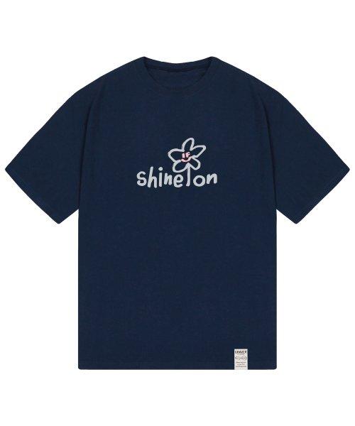 [UNISEX] shine on flower smile short sleeve tee_navy [NAVY]