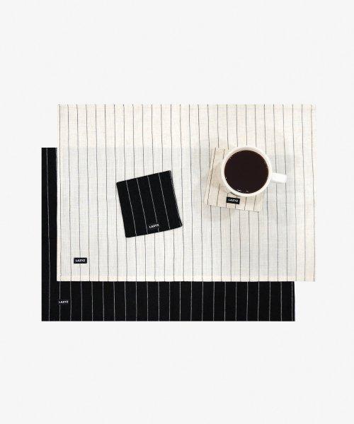 Linen Stripe Coaster + Table Mat Set [WHITE]