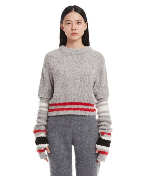 Gray Detachable sleeves Sweater [GRAY]