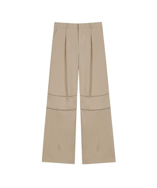 86-IRO269 Monotone Parachute Wide Pants Light Beige [BEIGE]