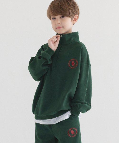 Circle Logo Half Zip Up Overfit Sweatshirt (Green) [DARKGREEN]