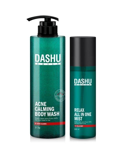 Acne Calming Body Wash 500ml + Relax All-in-One Mist 200ml [DARKGREEN]