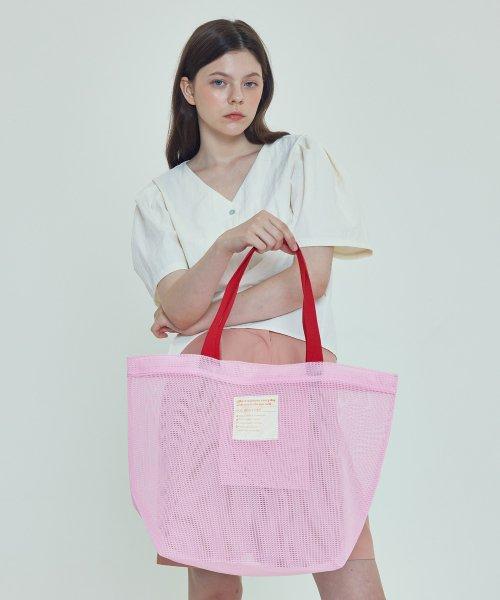 Two-color mesh multi bag (pink/red) [PINK]