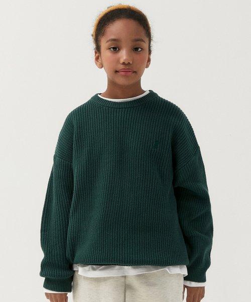 Washable Crewneck Overknit (Green) [DARKGREEN]