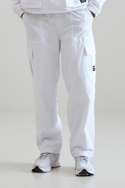Nylon Fertig Cargo Pants (White) [WHITE]