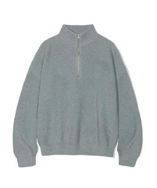 pullover zip-up knit sweater gray [LIGHTGREY]