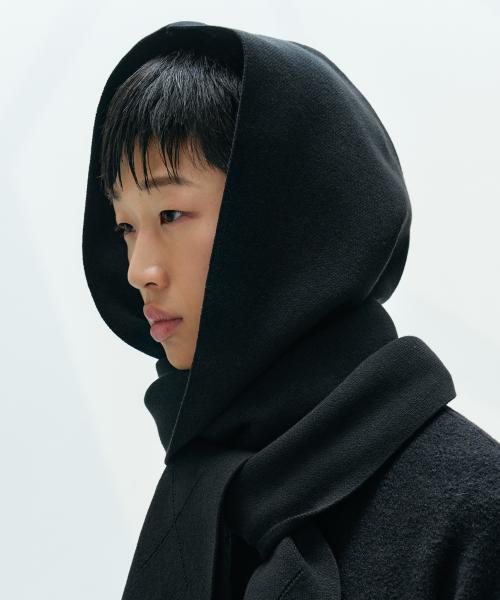 Cotton jacquard hooded muffler [2 COLOR] [BLACK]