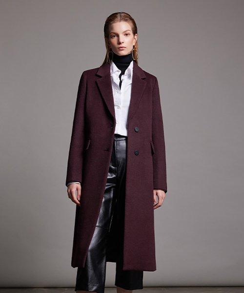 Women's Wool Blended Padded Coat (WINE) [BURGUNDY]