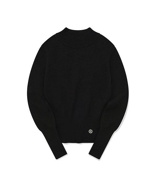 Collection metal logo point knit [black] [BLACK]