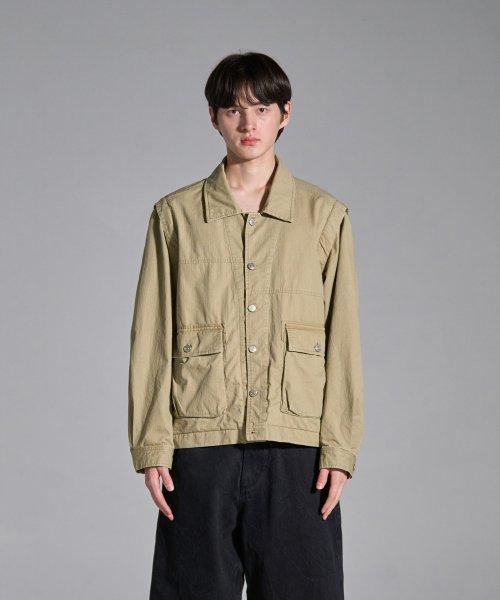 detachable vintage jacket (beige) [BEIGE]