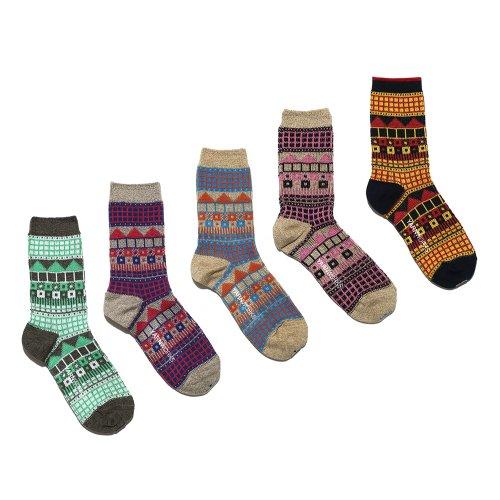 WORK3 Multi-pattern jacquard socks all color pack - 5 colors [MINT]