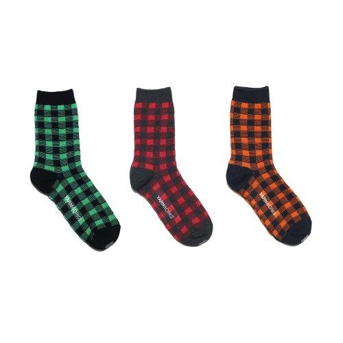 WORK4 Check pattern jacquard socks basic pack - 3 colors [GREEN]