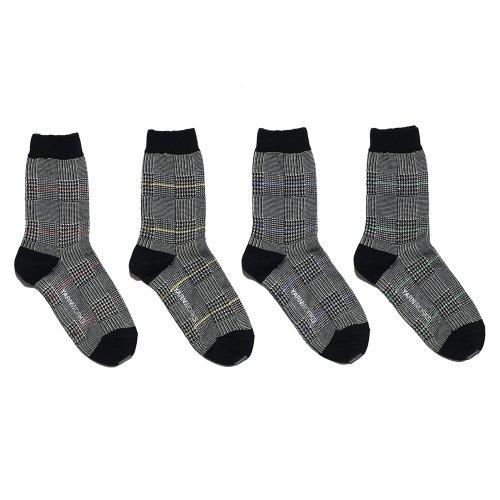 WORK glencheck glencheck jacquard socks basic pack - 4 colors [BLACK]