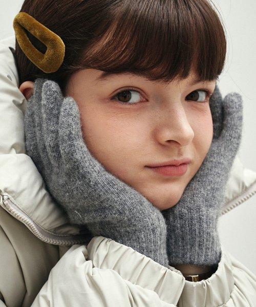 Minimal short wool knit gloves - gray [LIGHTGREY]