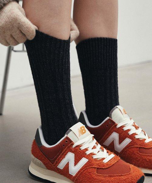 Twill Wool Socks - Charcoal [BLACK]