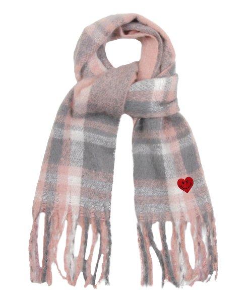 [UNISEX] Heartsmile Embroidery Bold Checked Muffle_Pink [LIGHTPINK]