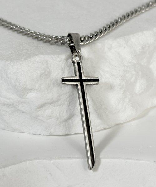 Classic Chain Cross Necklace-Vintage Silver [SILVER]