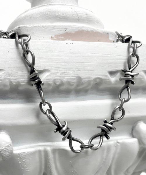 10mm Barbed Link Necklace - Vintage Silver [SILVER]