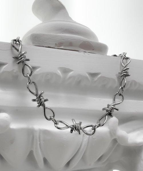 10mm Barbed Link Necklace - Silver [SILVER]