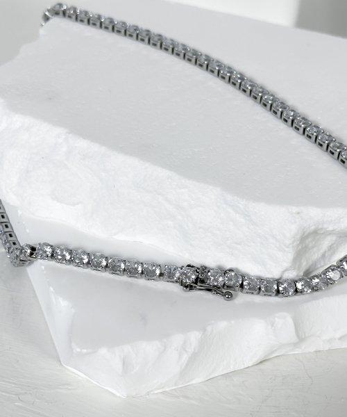 ss 5mm ice cube tennis necklace - ice silver [SILVER]