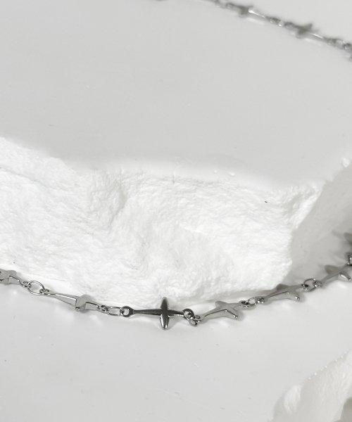 F Cross Array Necklace-Silver [SILVER]