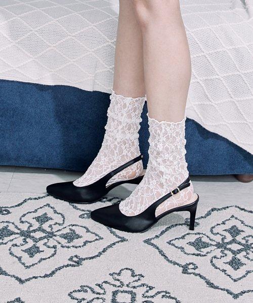 5/7cm Stiletto Slingback Heel Elodie (CW0036) [BLACK]