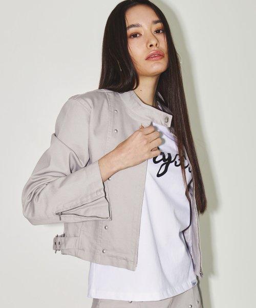 STUD LINED UP RIDER JACKET LIGHT GRAY [LIGHTGREY]