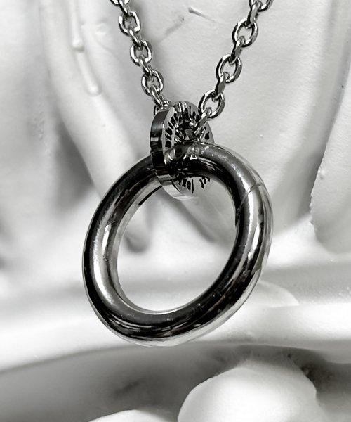 SS-Cylinder Circle Keyring Necklace [SILVER]