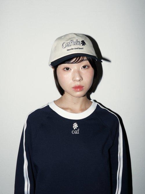 LEATHER STRAP CAP, IVORY/NAVY [IVORY]