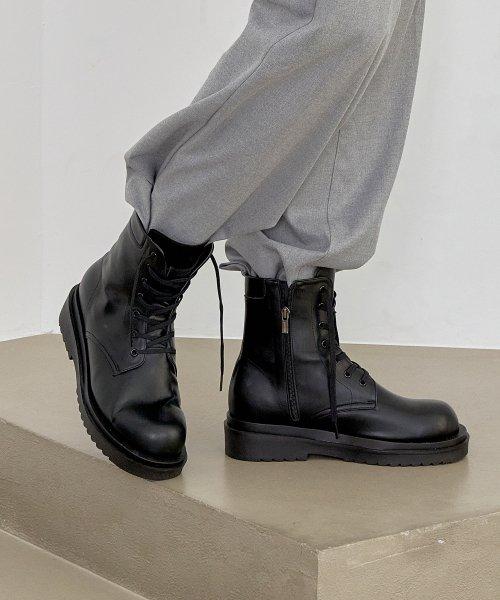 [Musinsa Exclusive](255~280) Kyle Lace-up Height Increase Walker Boots_LM7515 [BLACK]